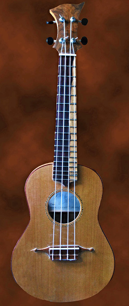 Concert Ukulele in Spalted Maple and Cedar - Front View